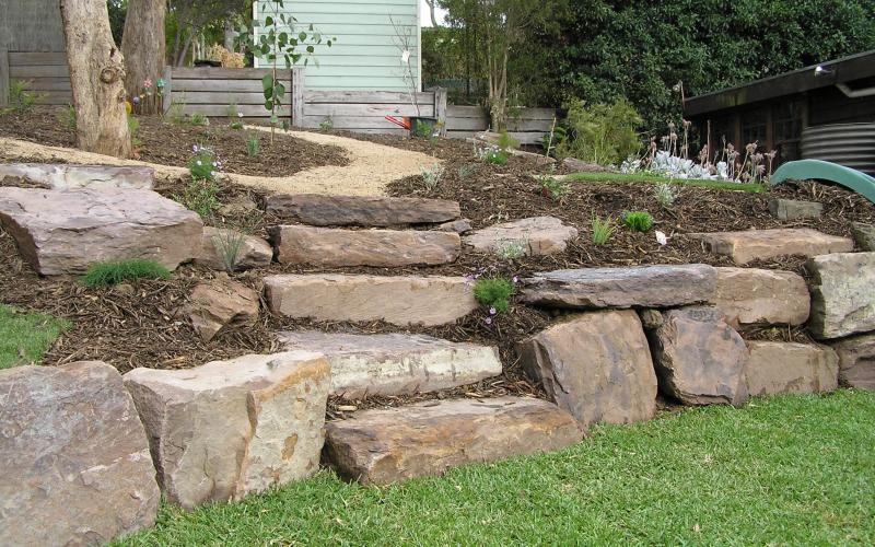 natural stone rock steps and retaining walls Eltham